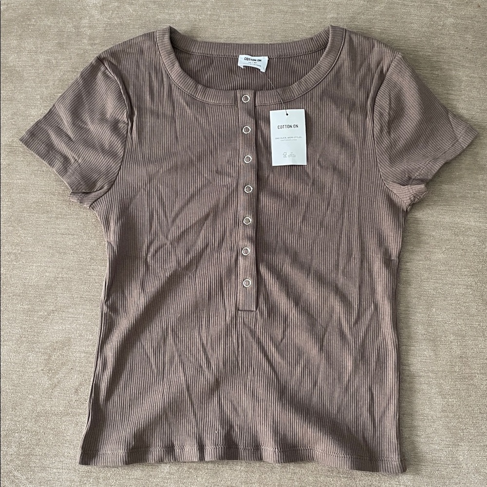 Cotton on ribbed Henley tshirt